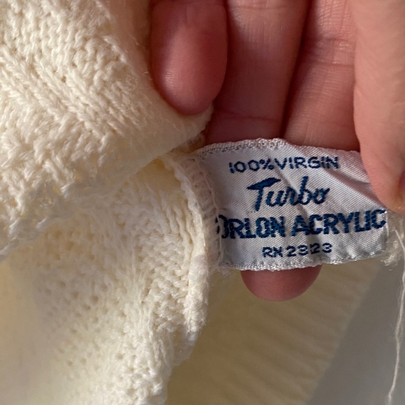 Vintage Cream Textured Short Sleeve Sweater Turbo Orlon Acrylic Mid Century - Picture 2 of 3